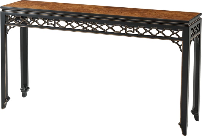 Long Hall Burl Console Table