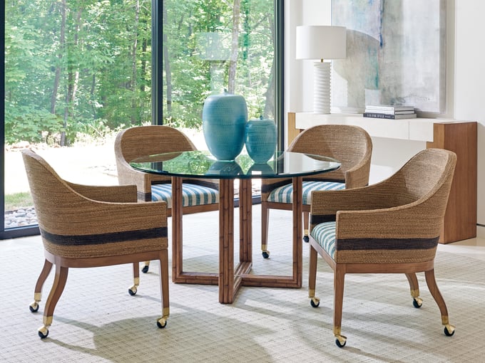 Dorian Woven Striped Arm Chair - Thumbnail 4