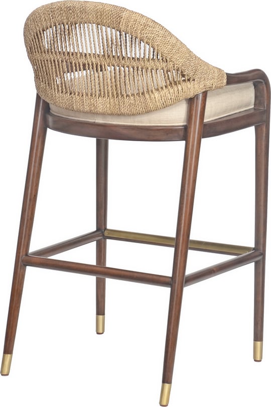 CT208 Jute Weave And Flax Low Back Bar Stool - Thumbnail 3