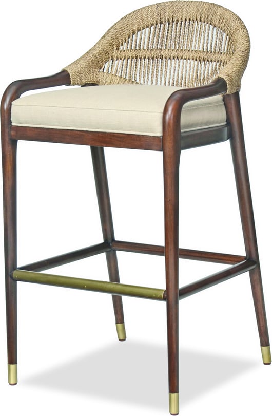 CT208 Jute Weave And Flax Low Back Bar Stool - Thumbnail 2