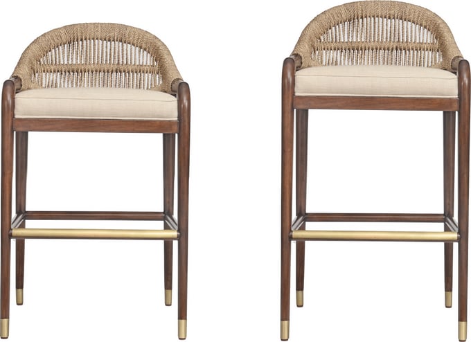 CT208 Jute Weave And Flax Low Back Bar Stool - Thumbnail 4