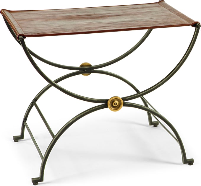 Niles Bench With Leather Seat - Thumbnail 3