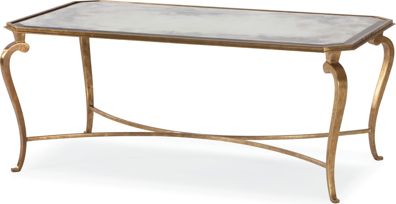 Century Furniture Cocktail Table - Antiqued Mirror Top & Tapered Legs - Thumbnail 2