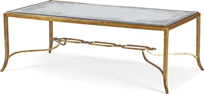 Century Furniture Cocktail Table - Antiqued Mirror Top & Tapered Legs