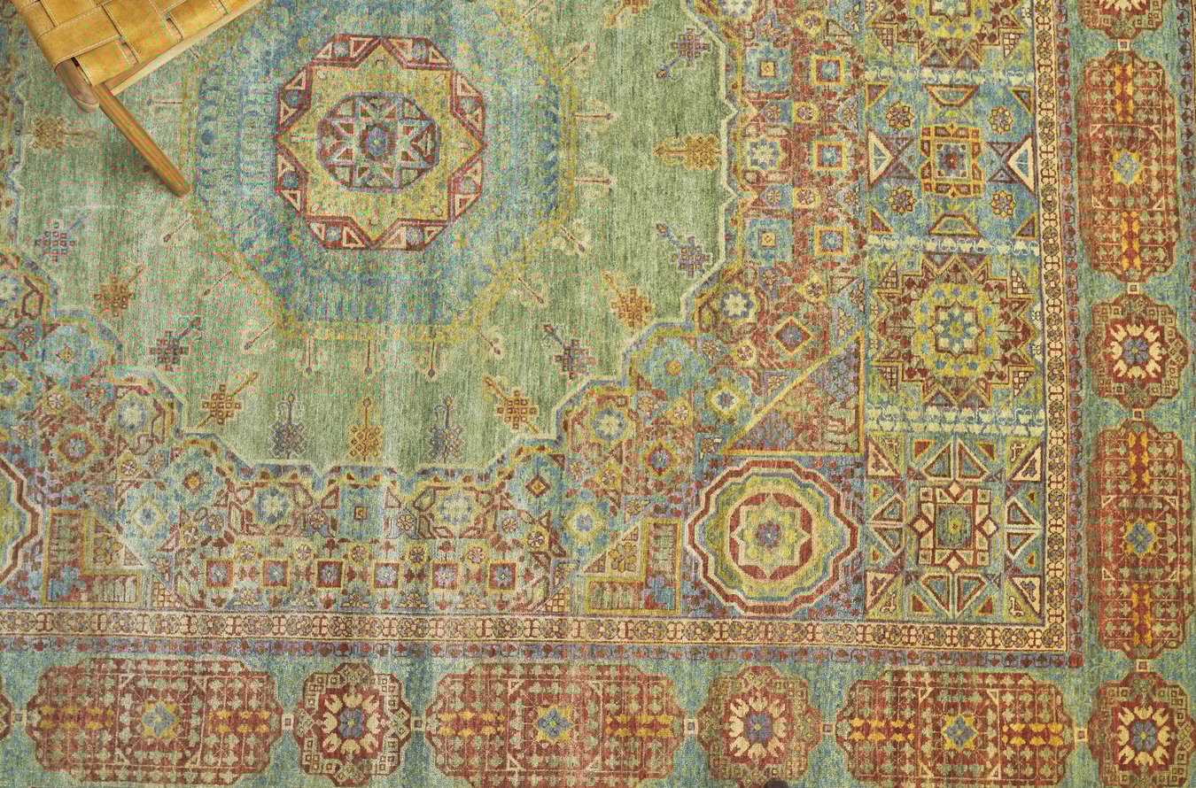 Exquisite Rugs Mamluk Rug - Green, Light Blue | Layla Grayce