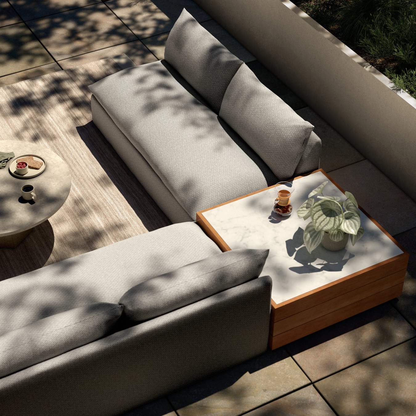 Four Hands Grant Outdoor 2-PC Sectional with Coffee Table | Layla