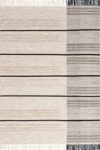 Contemporary Striped Wool Tassel Area Rug
