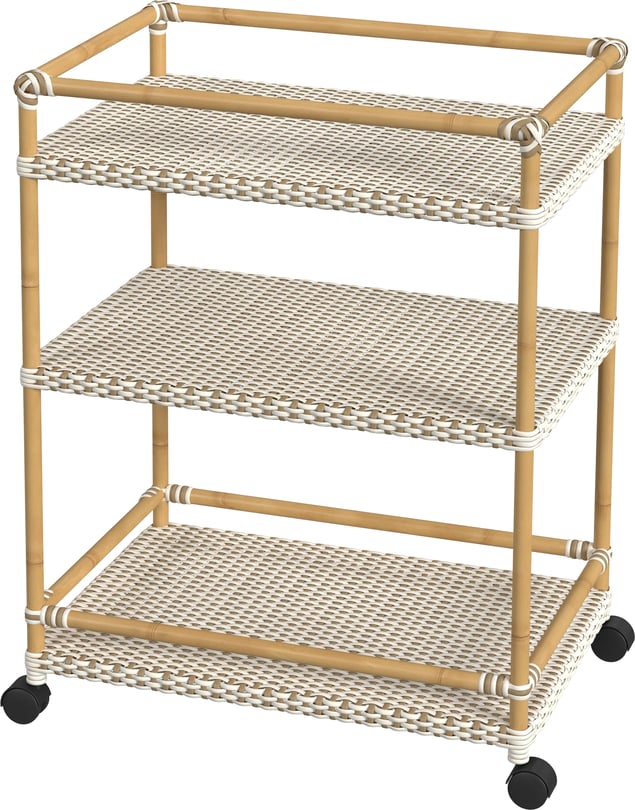 Marysville Outdoor Rattan and Metal 3- Tier Rattan Bar Cart