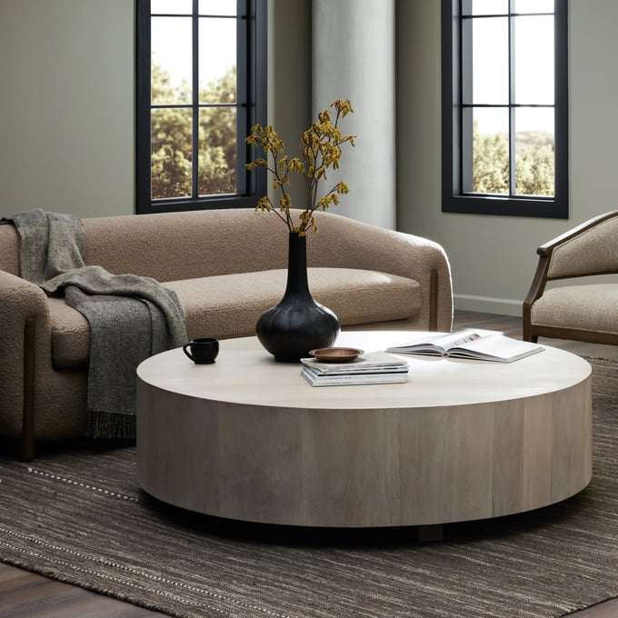 Volume Round Storage Drum Coffee Table, Modern Living Room Furniture