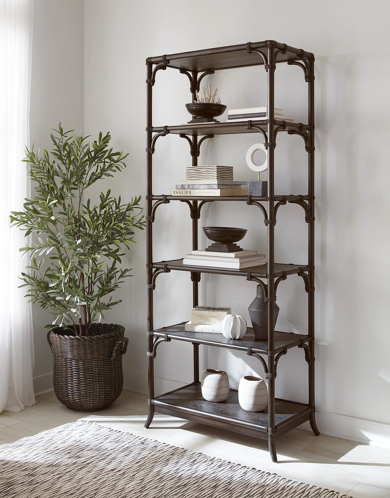 Hooker Furniture Retreat Pole Rattan Bookcase | Layla Grayce