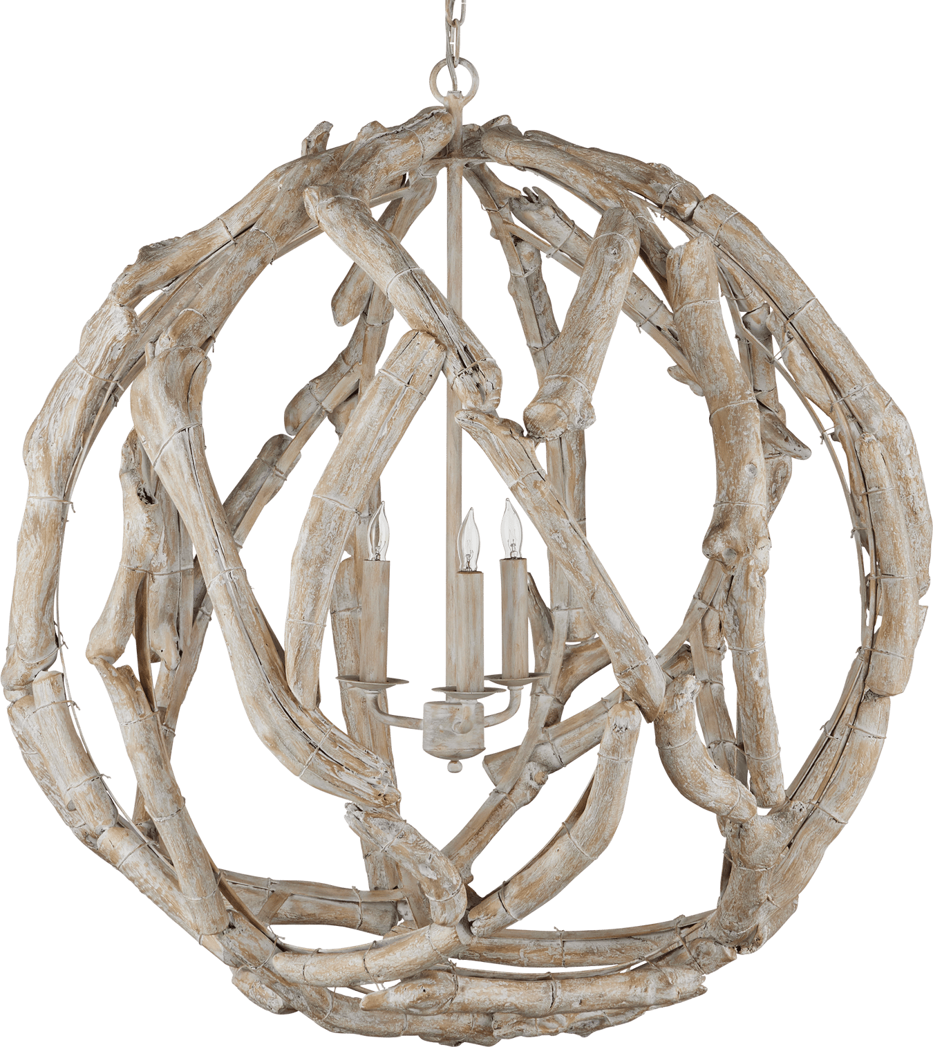 Currey and Company Driftwood Whitewash Orb Chandelier | Layla Grayce