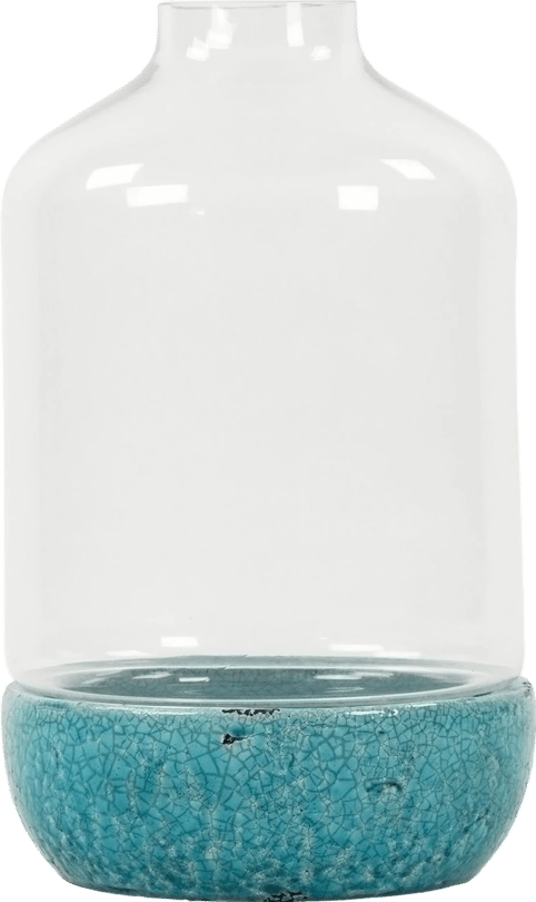 Distressed Blue Ceramic & Glass Vase - Thumbnail 3