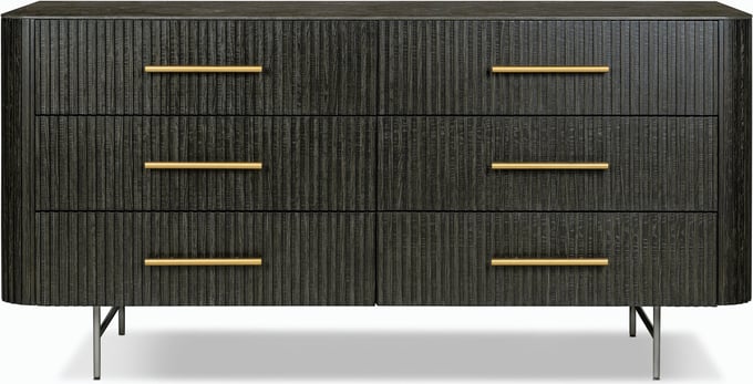 Fletcher 6 Drawer Dresser - Distressed Black - Four Hands