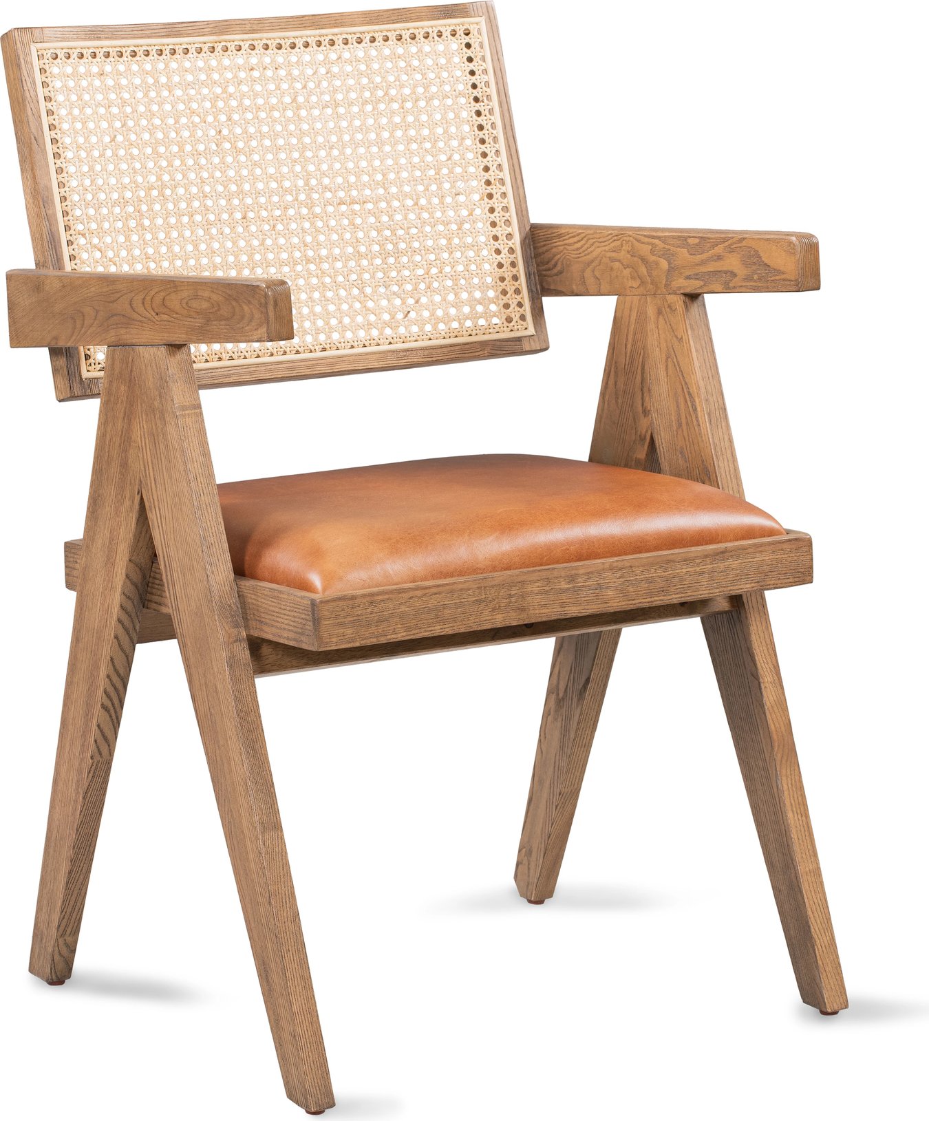 Classic Home Douglas Top-Grain Leather Rattan Dining Chair - Main Image