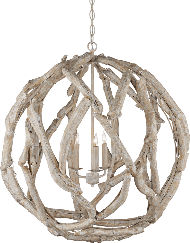 Currey and Company Driftwood Whitewash Orb Chandelier | Layla Grayce