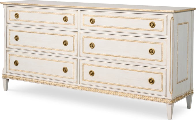 green emerald velvet dress United Furniture Company MCM Walnut 9 Drawer Dresser – Ivory Leaf main image 1