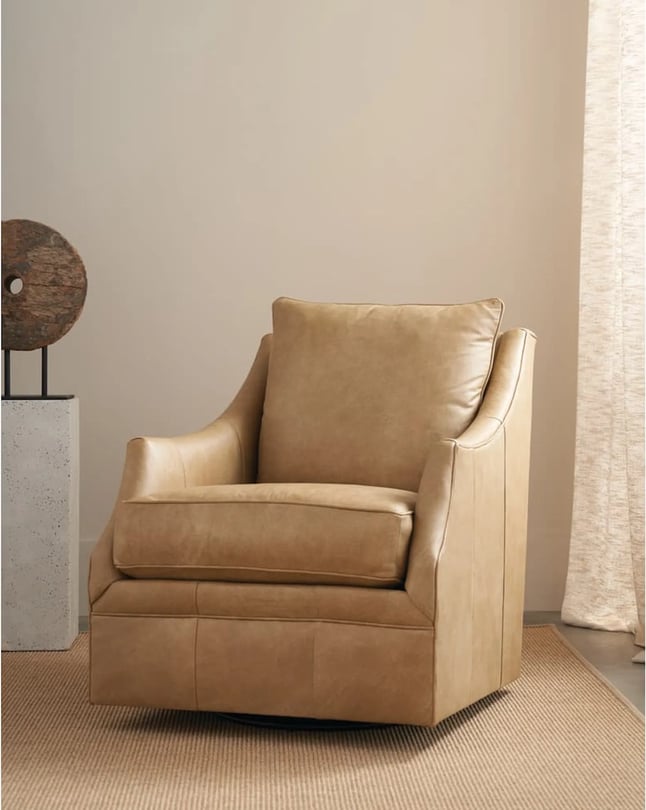 Rowe Butterscotch Kara Leather Swivel Glider Chair Layla Grayce