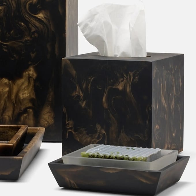 Duluth Black/Gold Square Tissue Box - Thumbnail 4