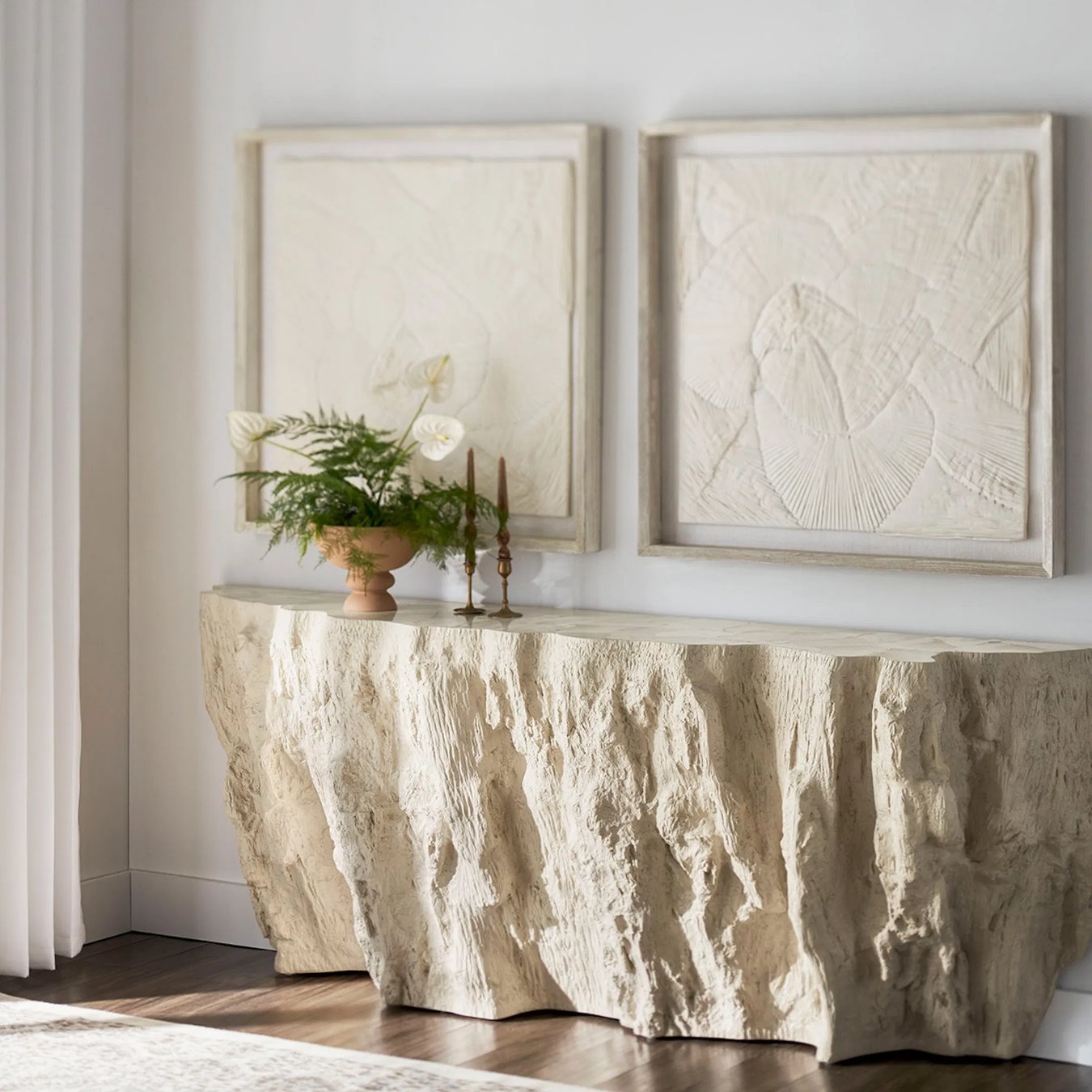 Palecek Camilla Fossilized Clam Console Table, Long | Layla Grayce