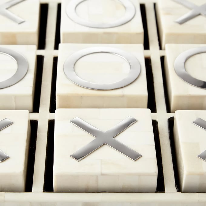 Bone and Wood Tic-Tac-Toe Game