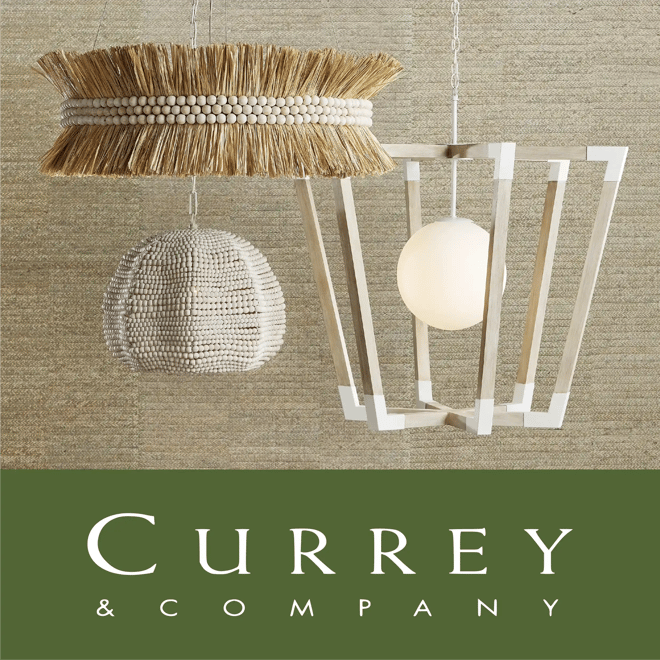 Currey & Company image of 3 chandeliers.