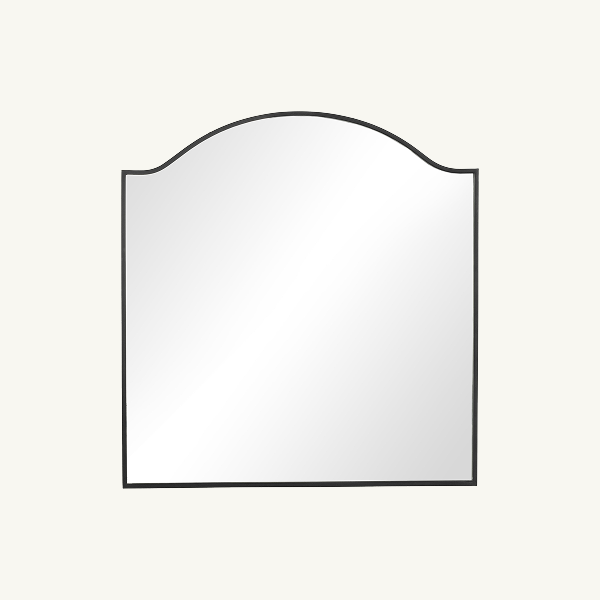 Arched wall mirror with slim black metal frame