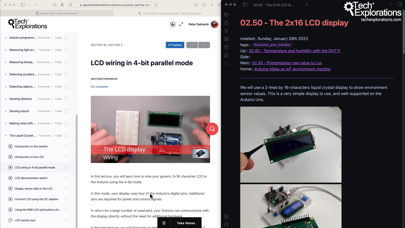 LCD wiring in 4-bit parallel mode