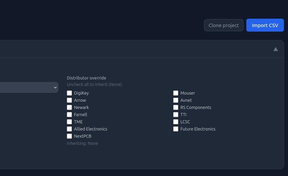 BOM Import - drag-and-drop CSV upload interface