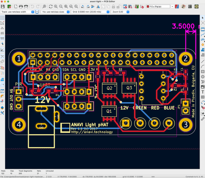 Figure 1.5.11: Featured board 'Made with KiCad': Anavi Light.