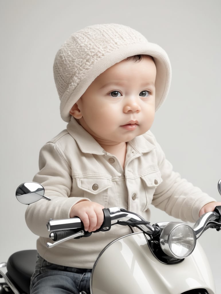 Little baby on a motorbike