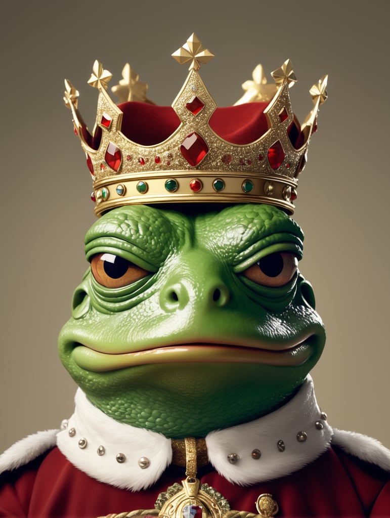 Premium Free ai Images | pepe the frog with king clothes and crown