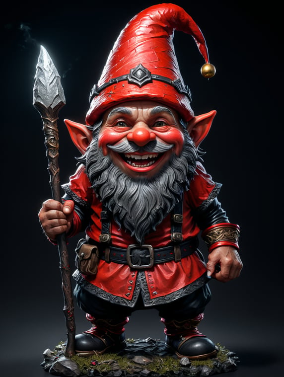 Premium Free ai Images | red and black gnome full body black background ...