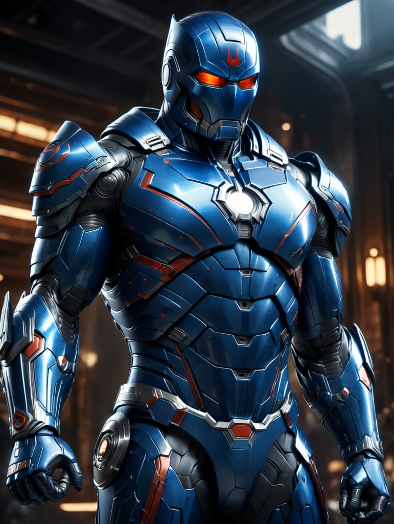 Premium Free ai Images | blue colour of super hero suit with the hand ...