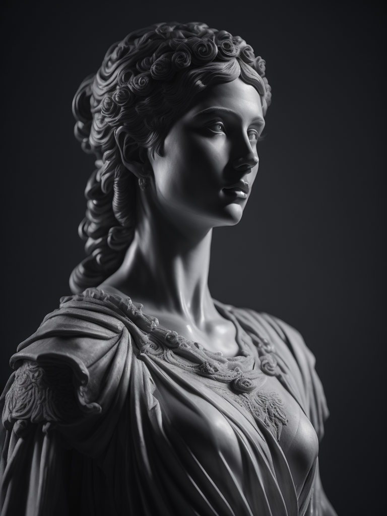 Lumenor AI Image Generation roman statue of entire woman black and