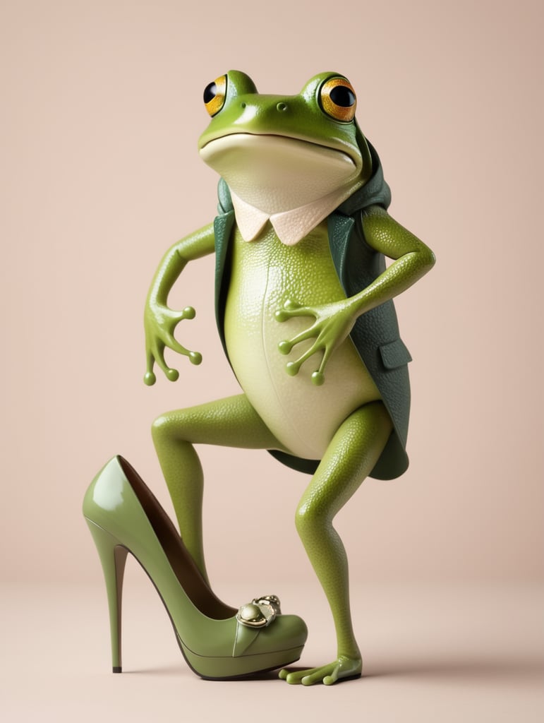 Premium Free ai Images | frog wearing in shoes on heels
