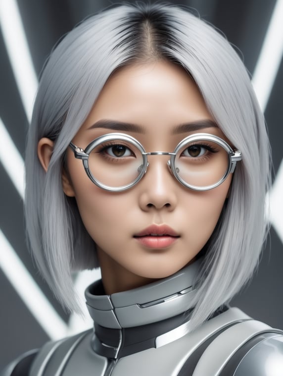 Premium Free ai Images | girl with slim asian features with silver hair