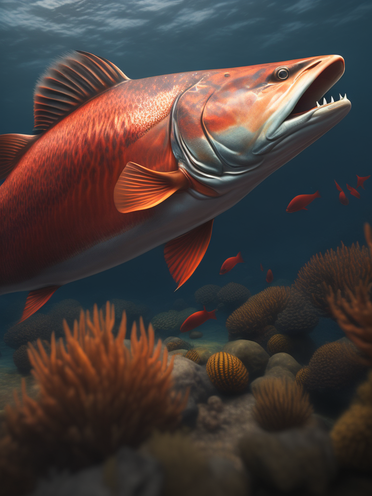 Premium Free ai Images | red salmon in ocean