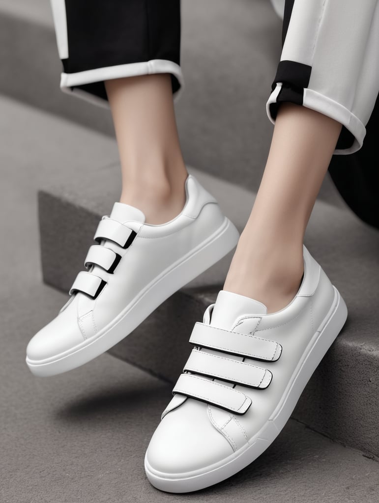 Premium Free ai Images white shoes with velcro casual style