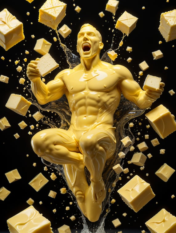 Premium Free ai Images | person made of butter object floating in mid ...