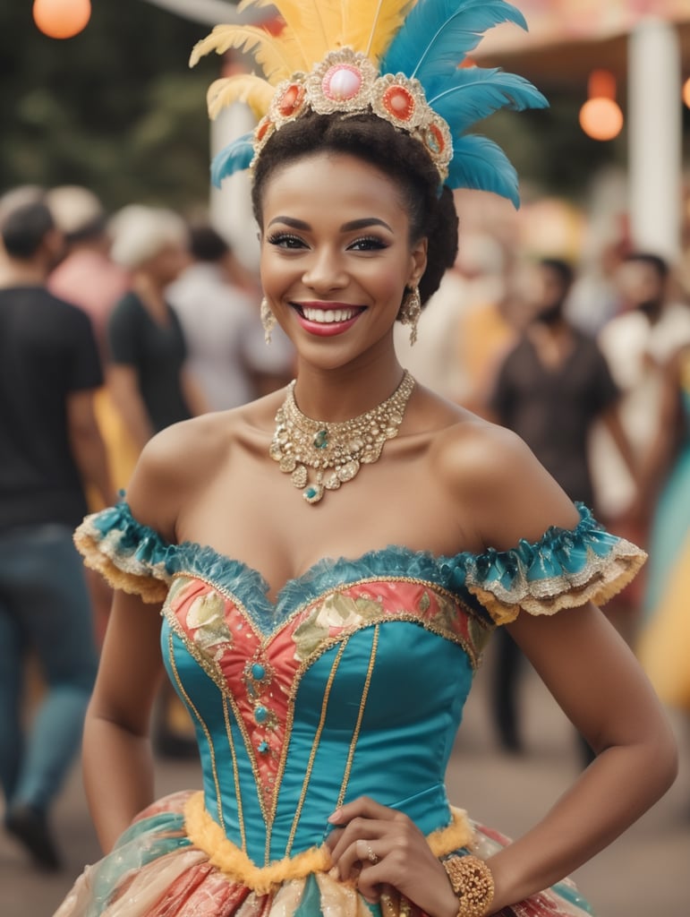 Premium Free ai Images | beautiful woman in carnival dress smiling