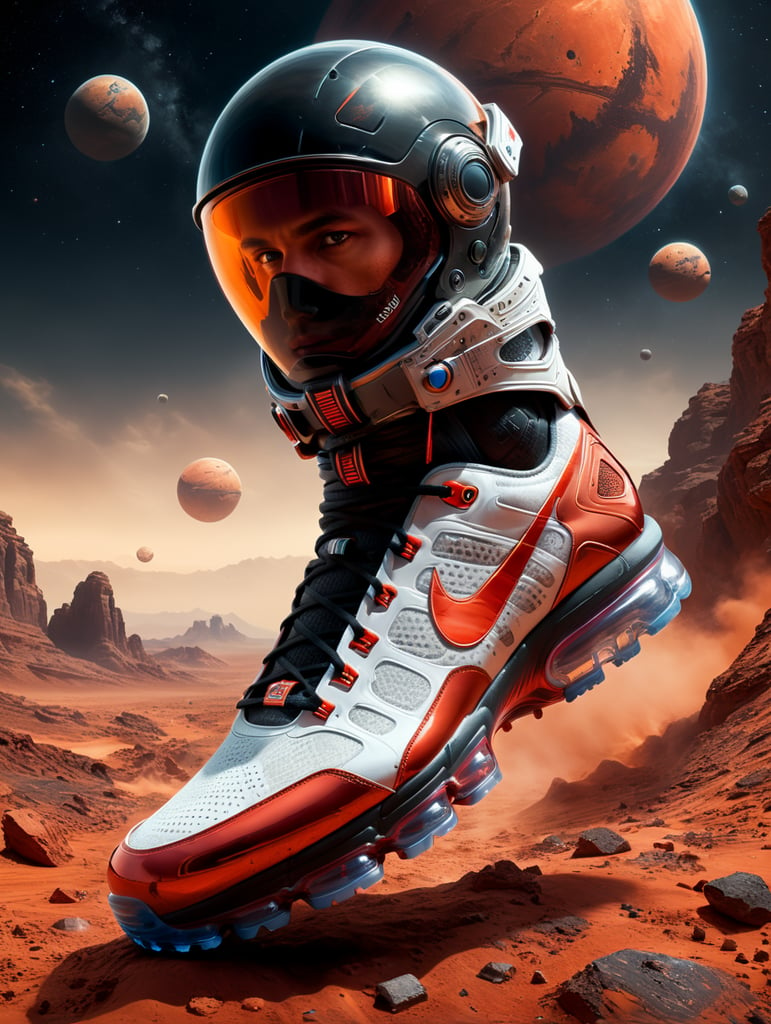 Premium Free ai Images | nike vapor max on planet mars