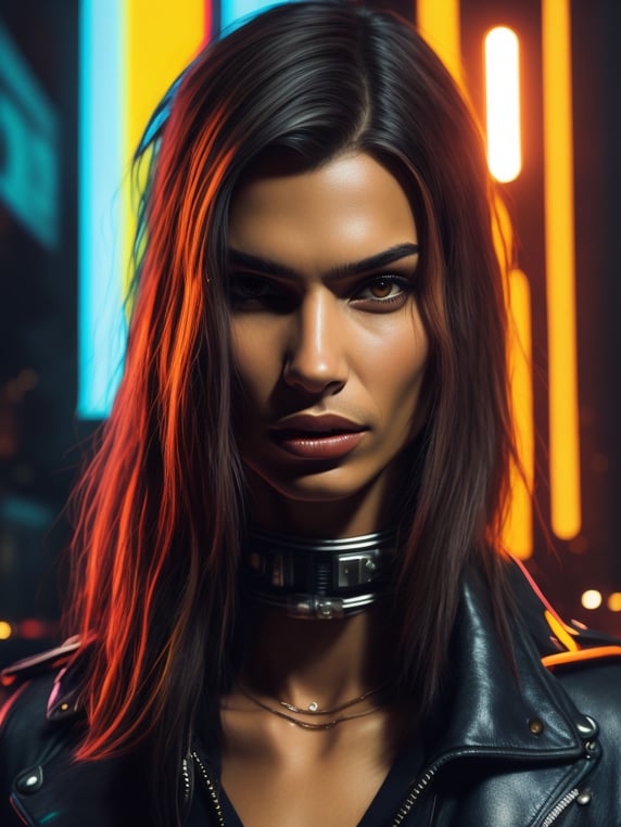 Premium Free ai Images | emily ratajkowski wearing cyberpunk streetwear ...
