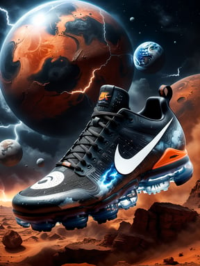 nike vapormax concept nasa space force logo with light moons in the  background with lightning on pluto atmosphere - AI-generated images with  Lumenor AI