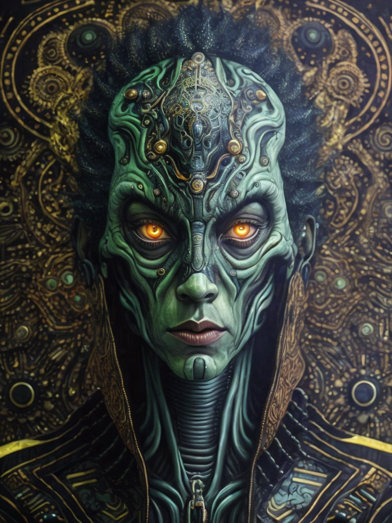 Lumenor AI Image Generation - portrait of an alien batik intricate ...
