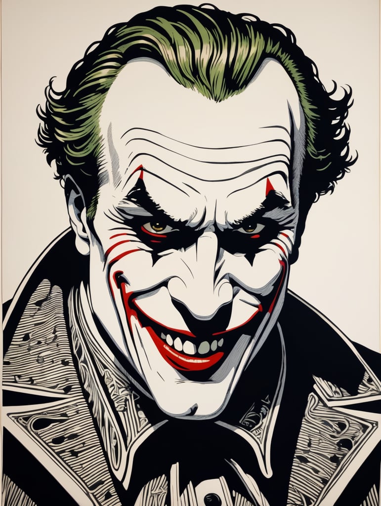 Premium Free ai Images | th century style woodcut joker black and white ...