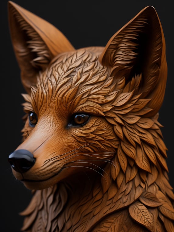 Premium Free ai Images | fox wood carving with intricate background ...