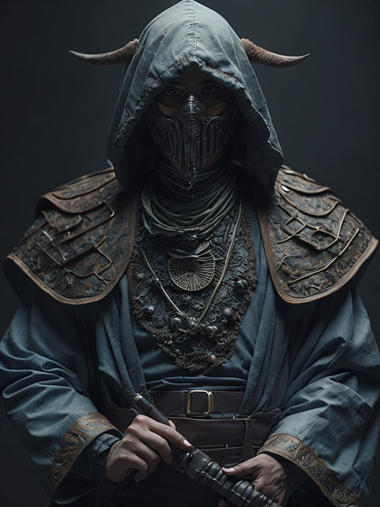 Lumenor AI Image Generation - samurai portrait mirror no face