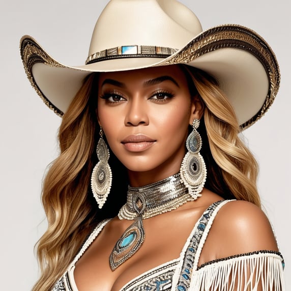 Premium Free ai Images | beyonce wearing cowboy hat