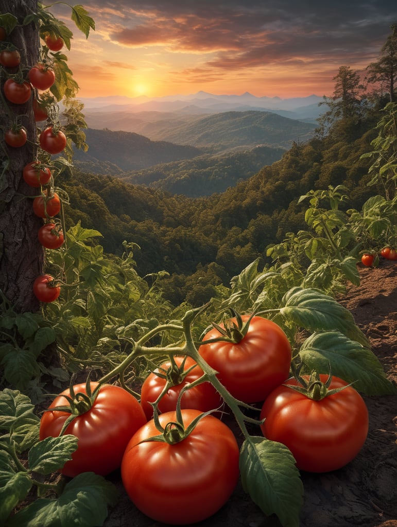 Lumenor AI Image Generation tomato in forest in front unsharp