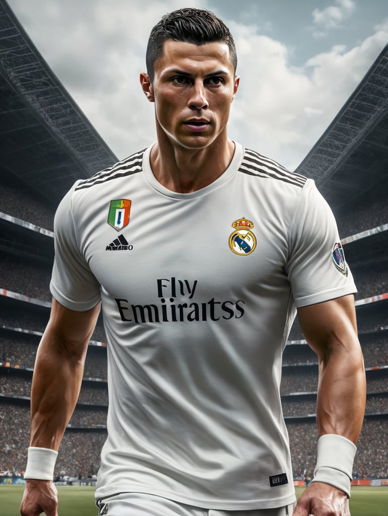 Premium Free ai Images | cristiano ronaldo player with white shirt nike logo